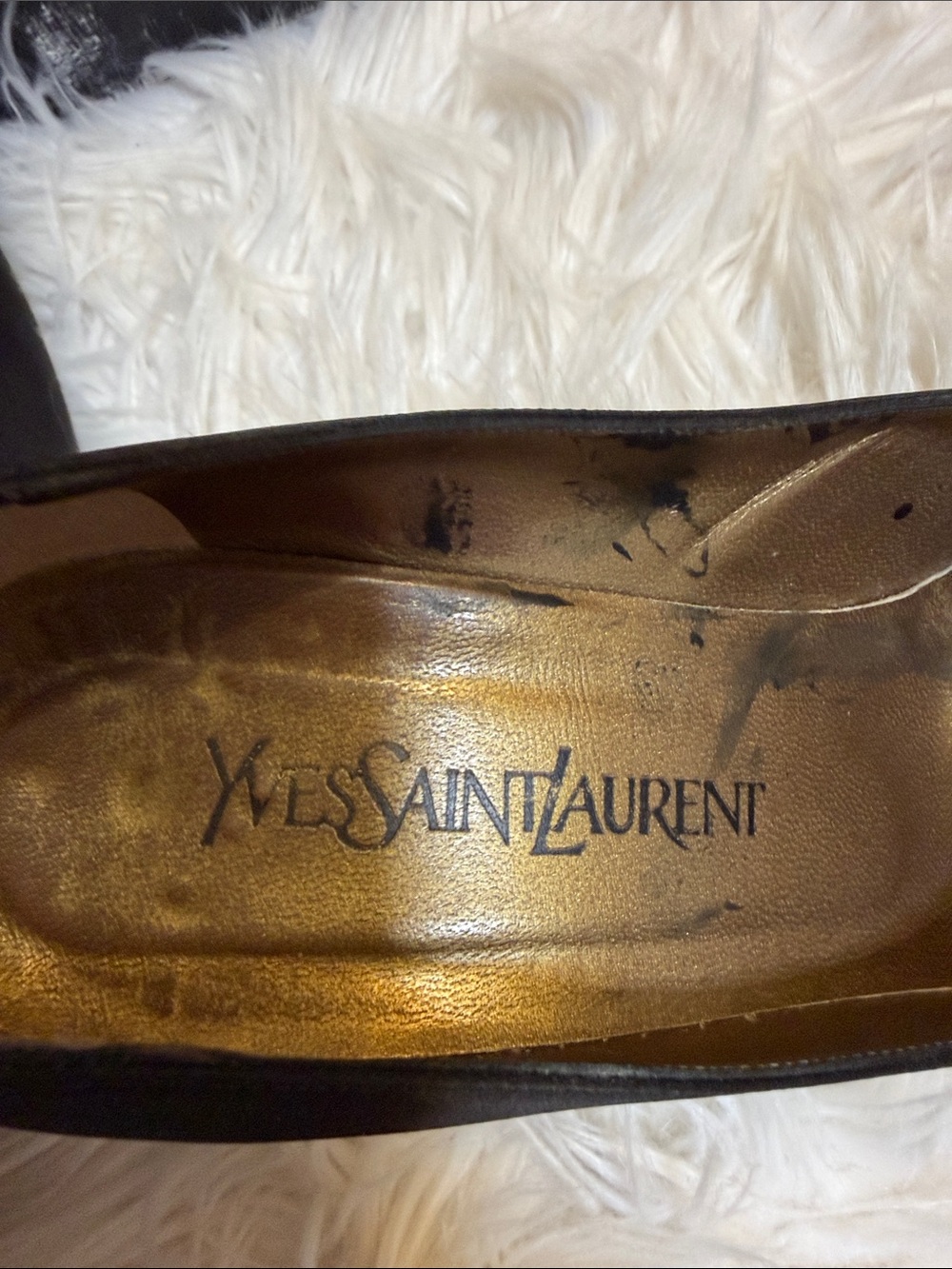VINTAGE, Yves Saint Laurent Black Satin Pointed-Toe Kitten Heel Pumps Sz 9 - Picture 5 of 13